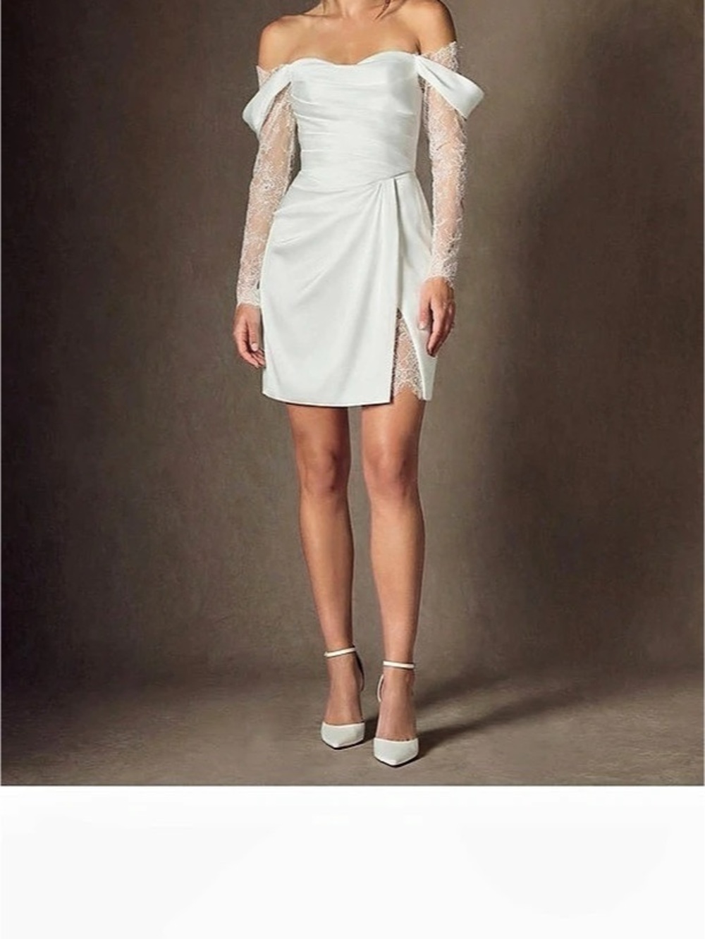 Azazie Adelais Mini Dress Off-Shoulder Mini Dress in White